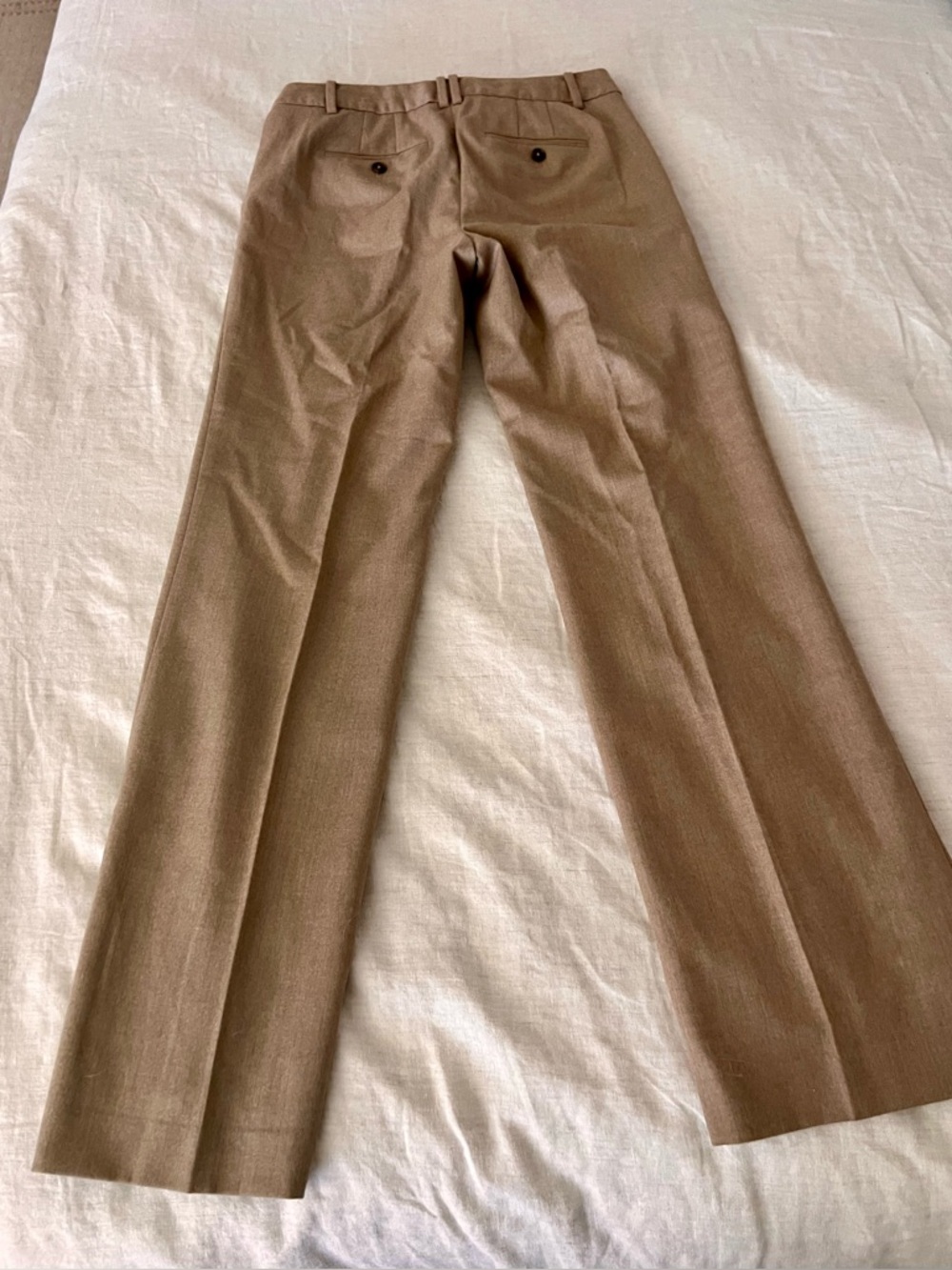 Talbots Womens Classic Straight-Leg Italian Cotton Dress Pants in Light Brown